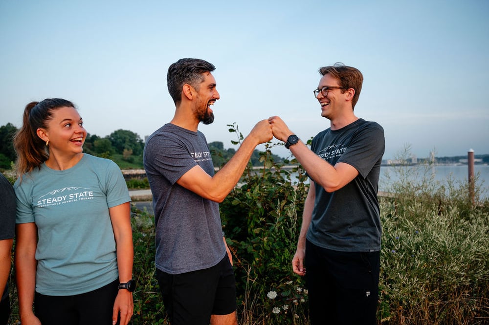 The Steady State Health physical therapists together after a group run in Portland, Maine
