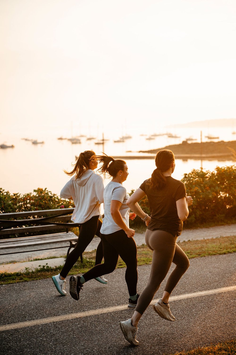 Farren Welzel out on a run with Dr. Ashten Cullenberg on the Eastern Prom in Portland, Maine