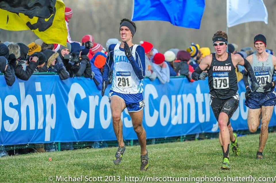 Kelton racing to the finish at the 2013 Division I Cross Country National Championships.