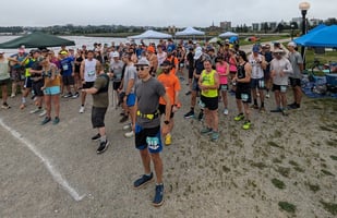 Runners at the start of the 2023 Back Cove Backyard Ultra in Portland, Maine.