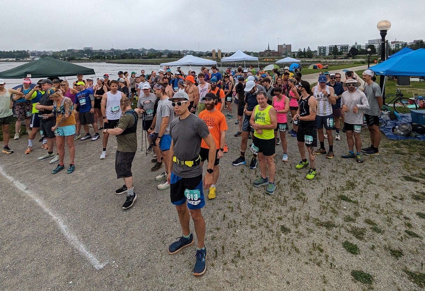 Runners at the start of the Back Cove Backyard Ultra in Portland Maine.