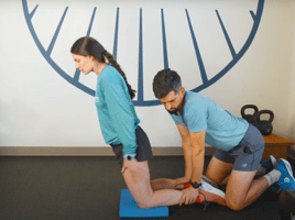 Ashten & Kelton demonstrating a Nordic Hamstring exercise - which can be a great strengthening exercise for runners with chronic hamstring injuries. 