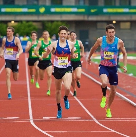 Dr. Jesse Garn racing professionally for Hoka.