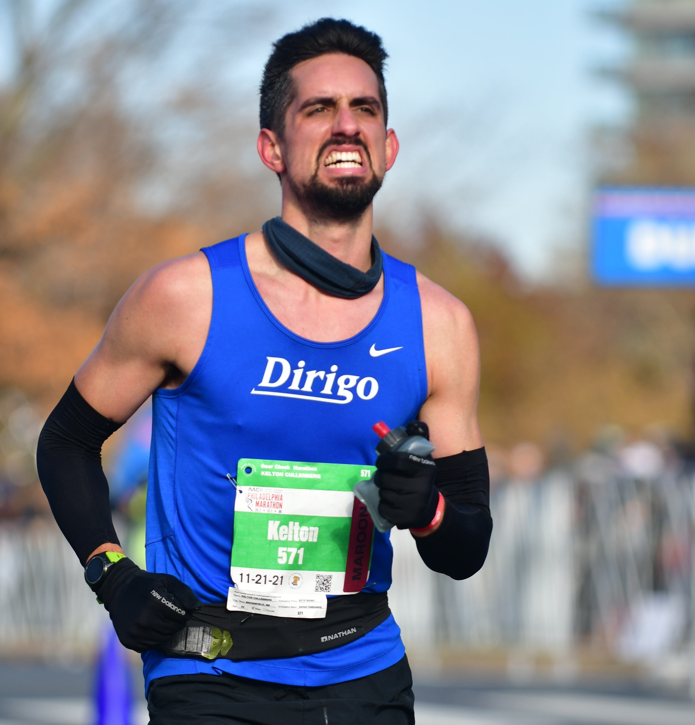 Dr. Kelton finishing the Philly Marathon.